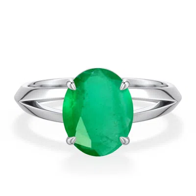 Angara 2.25 Ctw Oval Emerald Knife-edge Split Shank Engagement Ring In Metallic