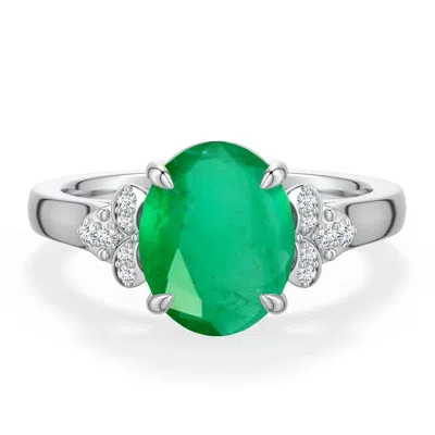 Angara 2.33 Ctw Oval Emerald Engagement Ring In Metallic