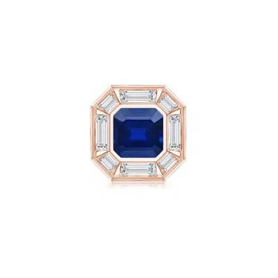 Angara 2.35 Ctw Square Emerald-cut Lab-grown Blue Sapphire Men's Stud Earring In Gold