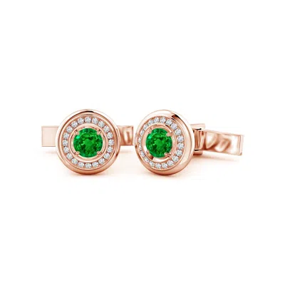 Angara 2.38 Ctw Lab-grown Emerald Halo Men's Cufflinks In Gold