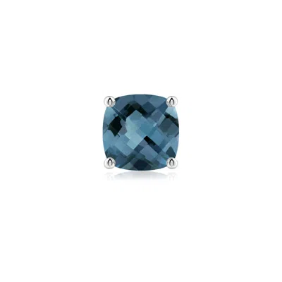 Angara 2.4 Ctw Cushion London Blue Topaz Solitaire Stud Earring In Platinum/light Greenish Blue