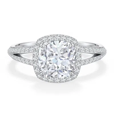 Angara 2.41 Ctw Cushion Diamond Halo Engagement Ring With Accents In Metallic