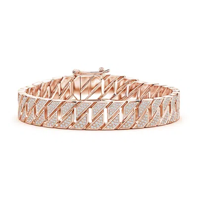 Angara 2.42 Ctw Pavé Lab-grown Diamond Men's Octagon-shaped Link Chain Bracelet In Gold
