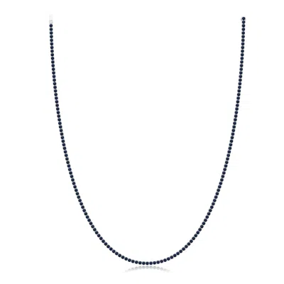 Angara 24.8 Ctw Blue Sapphire Men's Tennis Necklace In Black