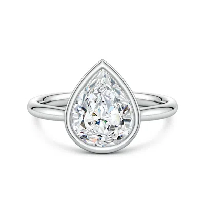 Angara 2.5 Ctw Bezel-set Pear Diamond Solitaire Engagement Ring In Metallic
