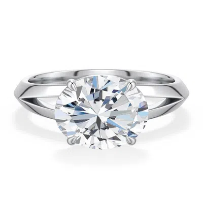 Angara 2.5 Ctw East-west Oval Diamond Engagement Ring In Metallic
