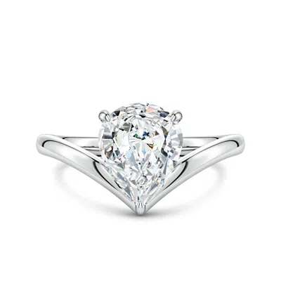Angara 2.5 Ctw Solitaire Pear Diamond V-shaped Engagement Ring In Metallic