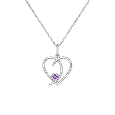 Angara 2.5 Mm Amethyst Asymmetrical Open Heart Pendant In Platinum/light Purple