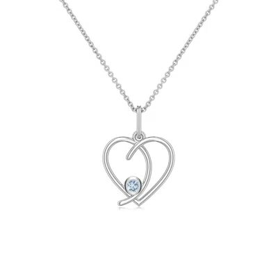 Angara 2.5 Mm Aquamarine Asymmetrical Open Heart Pendant In Platinum/light Sky Blue