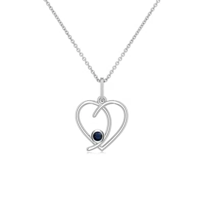 Angara 2.5 Mm Blue Sapphire Asymmetrical Open Heart Pendant In Metallic