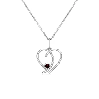 Angara 2.5 Mm Garnet Asymmetrical Open Heart Pendant In Platinum/dark Red
