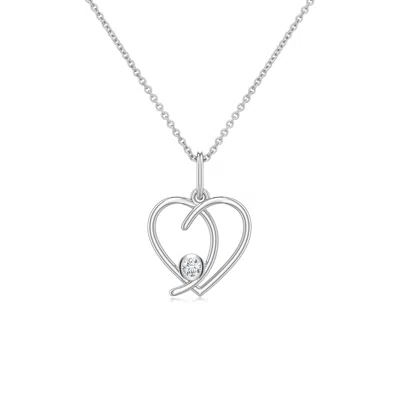 Angara 2.5 Mm Lab-grown Diamond Asymmetrical Open Heart Pendant In Silver