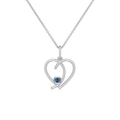 Angara 2.5 Mm London Blue Topaz Asymmetrical Open Heart Pendant In Platinum/light Greenish Blue