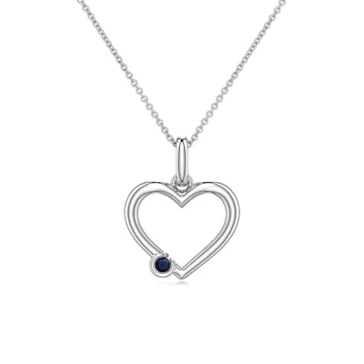 Angara 2.5 Mm Offset Blue Sapphire Open Heart Pendant In Metallic