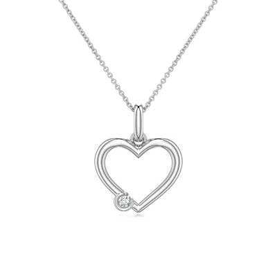 Angara 2.5 Mm Offset Lab-grown Diamond Open Heart Pendant In Silver