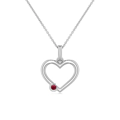 Angara 2.5 Mm Offset Ruby Open Heart Pendant In Metallic