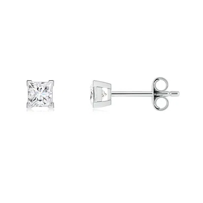 Angara 2.5 Mm Princess-cut Diamond Men's Solitaire Stud Earrings In Platinum/g