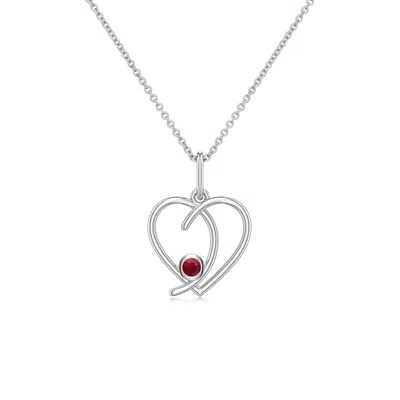 Angara 2.5 Mm Ruby Asymmetrical Open Heart Pendant In Metallic