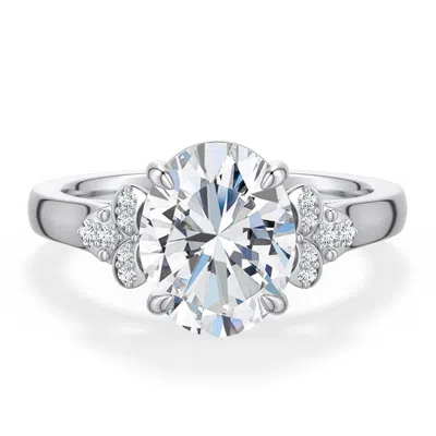 Angara 2.58 Ctw Oval Diamond Engagement Ring In Metallic