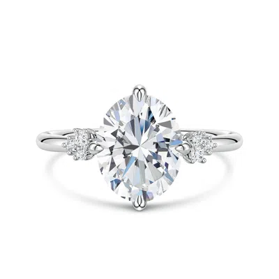 Angara 2.59 Ctw Oval Diamond Engagement Ring With Mixed Cut Accents In Metallic