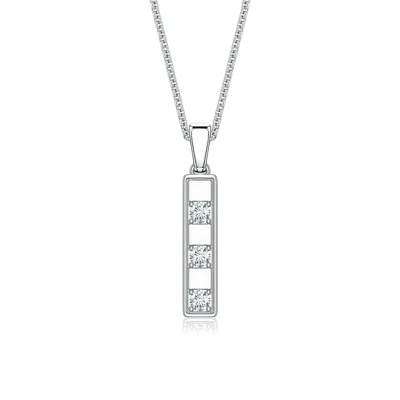 Angara 2.6 Mm Lab-grown Diamond Vertical Bar Men's Tag Pendant In Silver