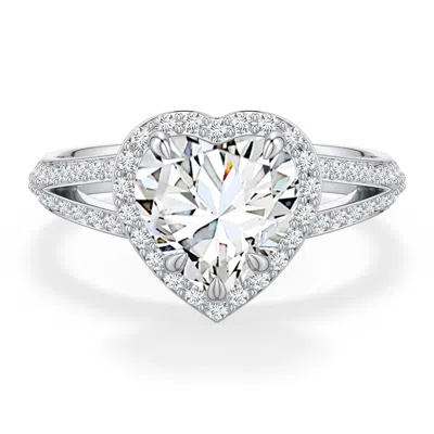 Angara 2.62 Ctw Heart-shaped Diamond Halo Engagement Ring With Accents In Metallic
