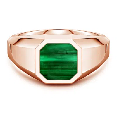 Angara 2.64 Ctw Square Emerald-cut Malachite Men's Octagon Signet Ring In Green