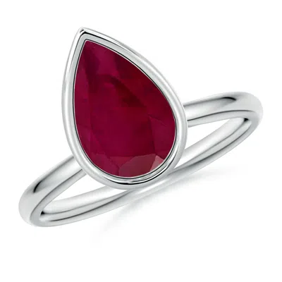 Angara 2.7 Ctw Bezel-set Pear Ruby Solitaire Engagement Ring In Burgundy