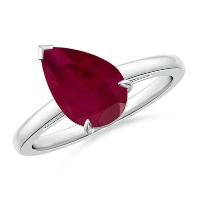 Angara 2.7 Ctw Claw-set Tilted Pear Ruby Solitaire Engagement Ring