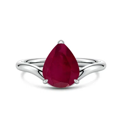 Angara 2.7 Ctw Solitaire Pear Ruby Curved Shank Engagement Ring In Red