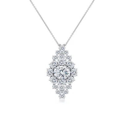 Angara 2.71 Ctw East-west Oval Lab-grown Diamond Cluster Halo Pendant In Platinum/d-e