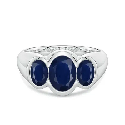 Angara 2.75 Ctw Flush-set Oval Blue Sapphire Three-stone Engagement Ring In Metallic