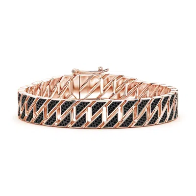 Angara 2.75 Ctw Pavé Enhanced Black Diamond Men's Octagon-shaped Link Chain Bracelet In Gold
