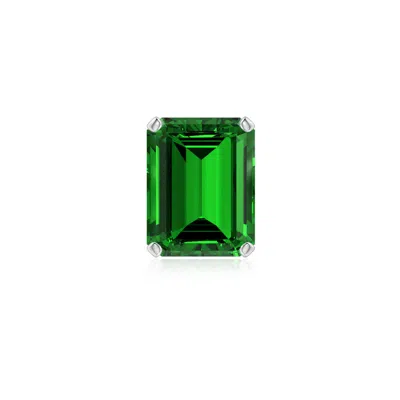 Angara 2.85 Ctw Prong-set Emerald-cut Lab-grown Emerald Solitaire Stud Earring In Platinum/rich Green