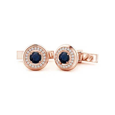 Angara 2.88 Ctw Blue Sapphire Halo Men's Cufflinks In Gold