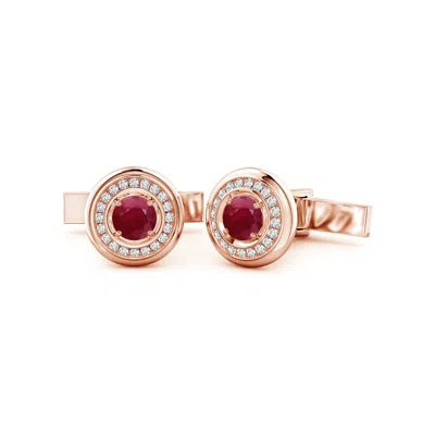 Angara 2.88 Ctw Ruby Halo Men's Cufflinks In Gold