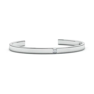 Angara 3 Mm Asscher-cut Lab-grown Diamond Men's Cuff Bracelet In Metallic
