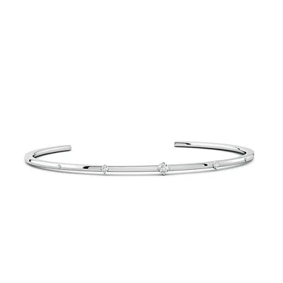 Angara 3 Mm Five-stone Round Lab-grown Diamond Station Cuff Bracelet In Metallic