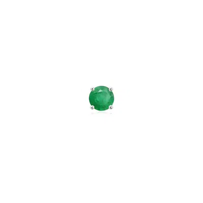 Angara 3 Mm Round Emerald Stud Earring In Platinum/medium Green