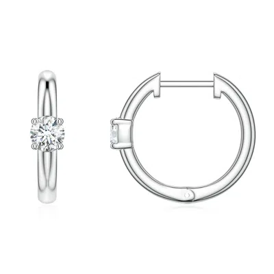 Angara 3 Mm Solitaire Round Lab-grown Diamond Hoop Earrings In Silver
