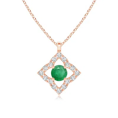 Angara 3 Mm Vintage Inspired Emerald Clover Pendant In Gold