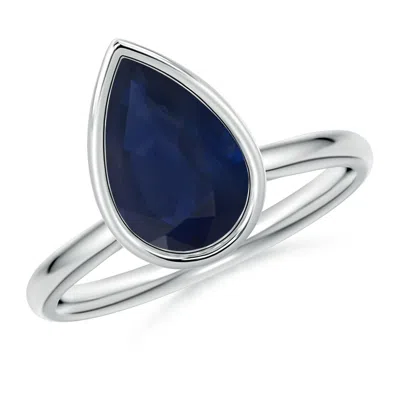 Angara 3.0 Ctw Bezel-set Pear Blue Sapphire Solitaire Engagement Ring