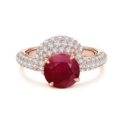 Angara 3.03 Ctw Round Ruby Engagement Ring With Offset Halo In Gold