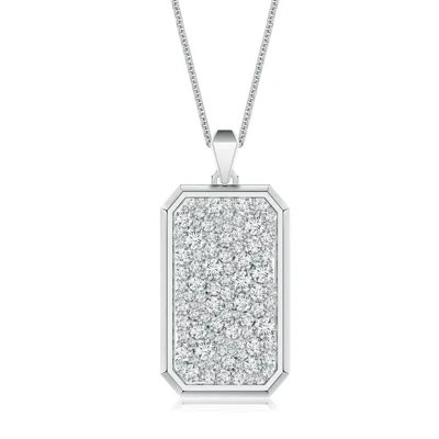 Angara 3.12 Ctw Pavé-set Lab-grown Diamond Men's Elongated Octagon Tag Pendant In Metallic