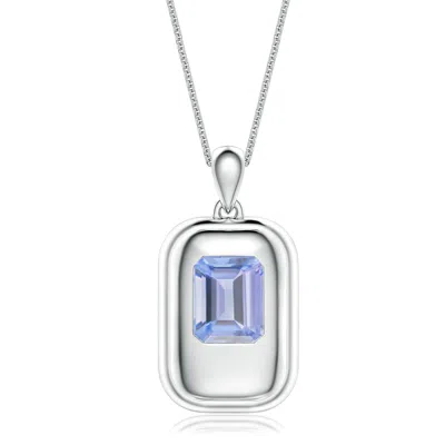 Angara 3.15 Ctw Emerald-cut Tanzanite Men's Tag Pendant With Chain In Metallic