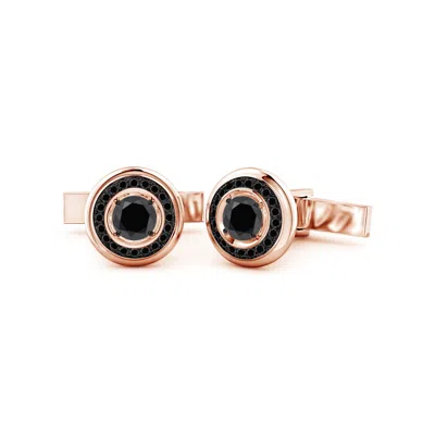 Angara 3.2 Ctw Enhanced Black Diamond Halo Men's Cufflinks In Gold