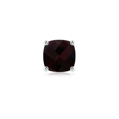 Angara 3.23 Ctw Cushion Garnet Solitaire Stud Earring In Platinum/dark Red