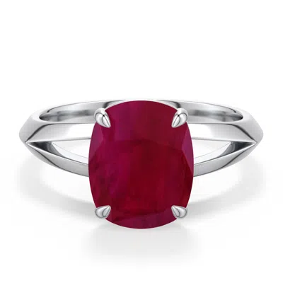 Angara 3.3 Ctw Cushion Rectangular Ruby Knife-edge Split Shank Engagement Ring In Metallic