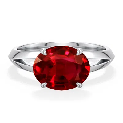 Angara 3.3 Ctw East-west Oval Lab-grown Ruby Engagement Ring In Red