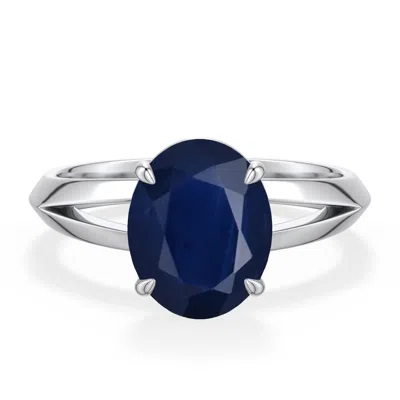 Angara 3.3 Ctw Oval Blue Sapphire Knife-edge Split Shank Engagement Ring In Metallic